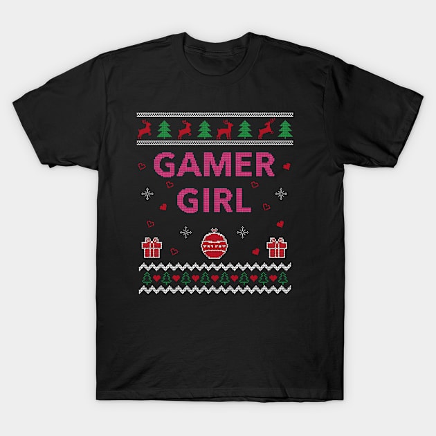 Gamer Girl Funny Gamer Xmas Gift Ugly Christmas Design T-Shirt by Dr_Squirrel